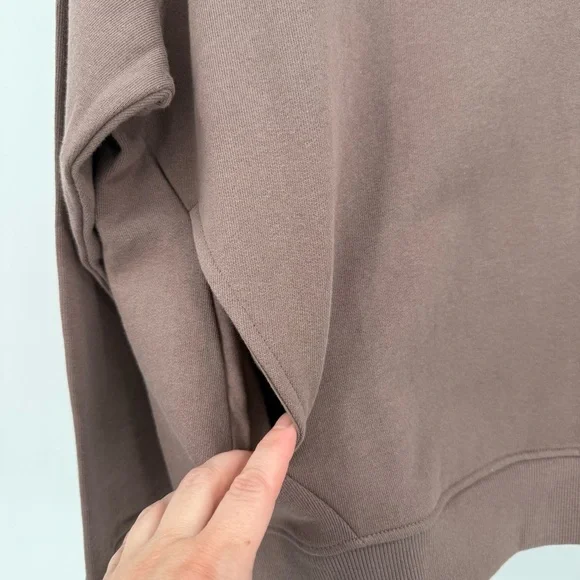 PACT Airplane Essential Terry Quarter Zip Sweatshirt in Deep Taupe Size XL NWT - Picture 9 of 11